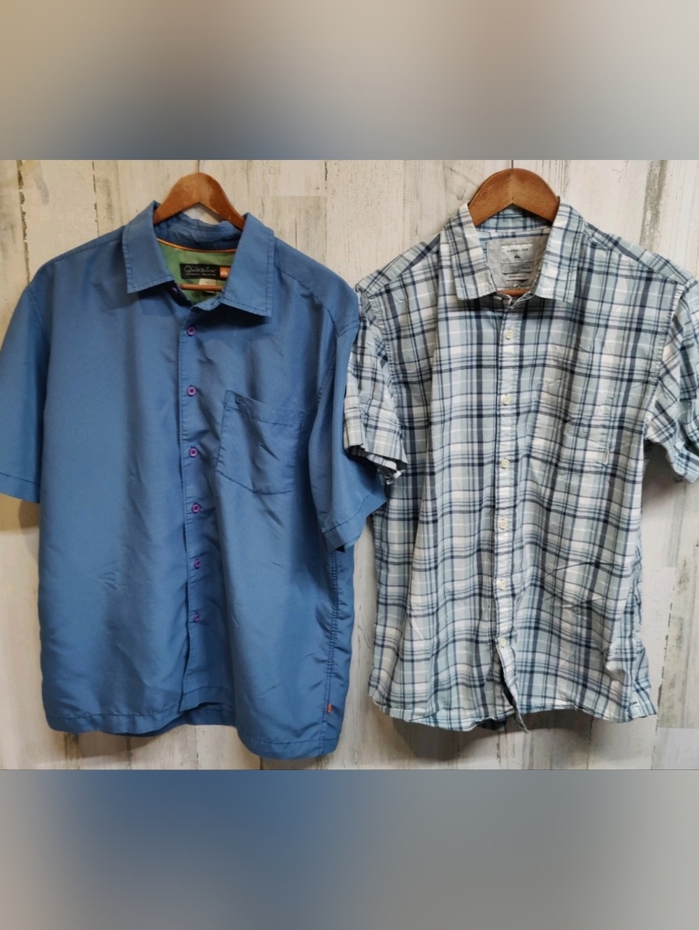 Quiksilver Button Up Shirt Bundle Waterman and Plaid Men's Medium Casual Surf
